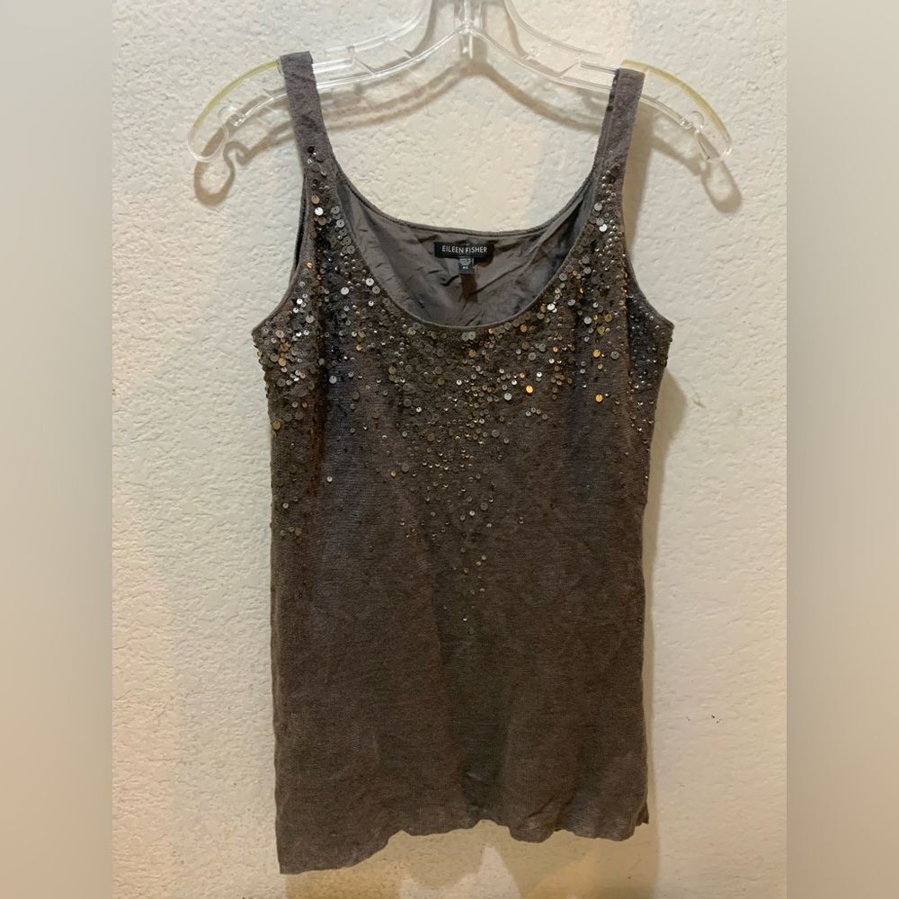 EILEEN FISHER Sequined 100% Merino Sleeveless Dress Size: XS $218